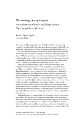  Voice of Reason: An Exploration into Nigerian Political Discourse - A Tapestry of Power and Dissent Woven Through Academic Discourse